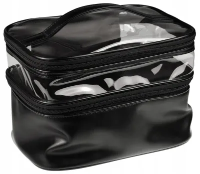 Косметичка органайзер Inter-Vion Glam Black 498548 большая черная с крючком 22,5х18,5х12 см