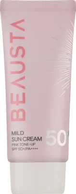 Крем для лица Beausta Mild Sun Pink Tone-Up солнцезащитный тонирующий SPF 50+ 50 мл