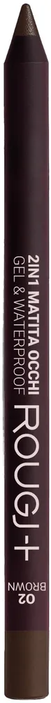 Карандаш для глаз Rougj+ 2in1 Gel and Waterproof гелевый, водостойкий, 1,22 г, оттенок 02 - Brown