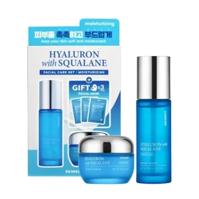 Набор Skin627 Hyaluron With Squalane крем для лица 50 г сыворотка 50 мл и тканевые маски 3 шт по 22 мл