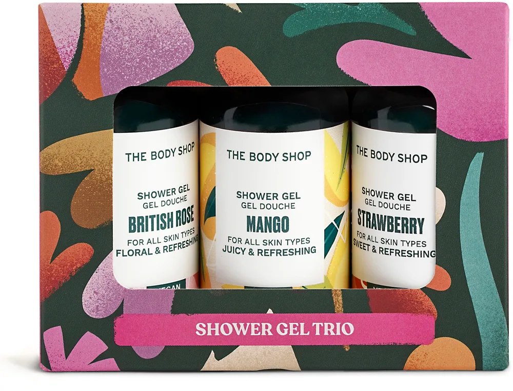 Набор гелей для душа The Body Shop клубника манго и британская роза 3 шт по 60 мл
