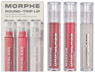 Набор блесков для губ Morphe Misbehaved Dripglass оттенки Nude Gleam Pink Mirror и So Transparent 3 шт по 3.8 мл