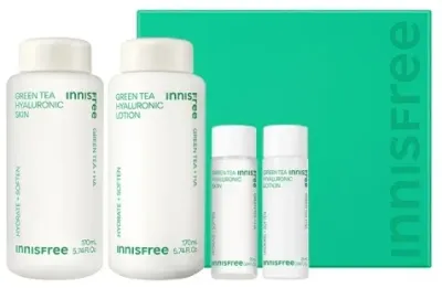 Набор для лица Innisfree Green Tea Hyaluronic тонер и лосьон с зеленым чаем и гиалуроновой кислотой 170+170 мл