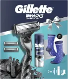 Набор Gillette Mach3 Charcoal гель для бритья 200 мл станок сменные кассеты 2 шт и носки — фото 2