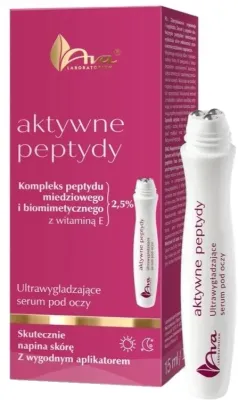 Сыворотка для кожи вокруг глаз Ava Laboratorium Active Peptides Ultra-Smoothing Eye Serum разглаживающая, с роликовым аппликатором, 15 мл