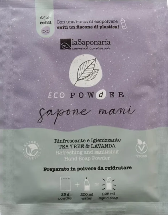 Мыло-пудра для рук La Saponaria EcoPowder с чайным деревом и лавандой, сменный блок, 25 г