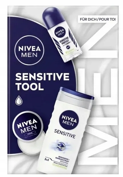 Мужской набор NIVEA Men Strong Power гель для душа для чувствительной кожи дезодорант и крем для лица 250+50+30 мл