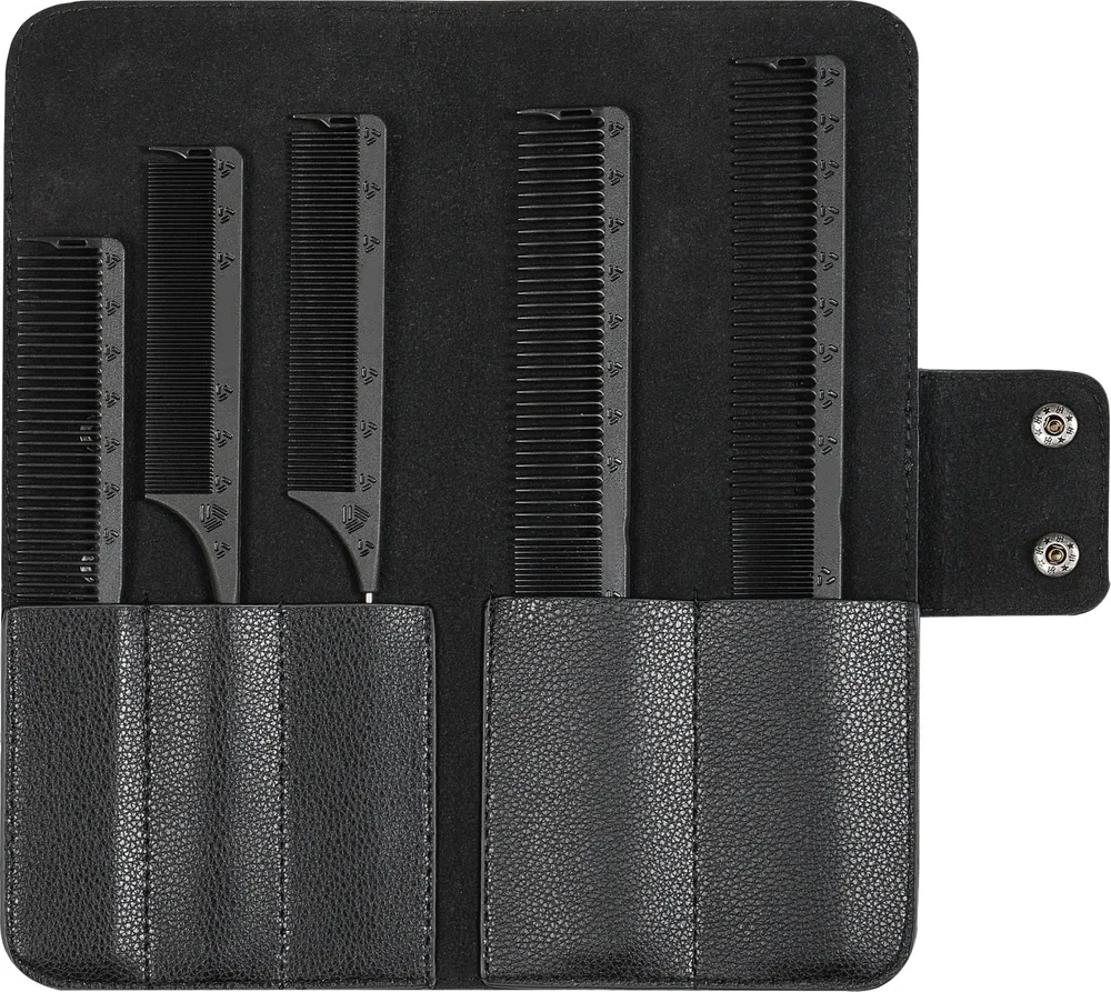 Набор расчёсок для волос XanitaliaPro Styling Z Grip Carbon Comb Set карбоновых, антистатических, 5 шт