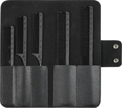 Набор расчёсок для волос XanitaliaPro Styling Z Grip Carbon Comb Set карбоновых, антистатических, 5 шт