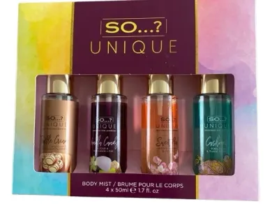 Набор спреев для тела So...? Unique Vanilla Candy Sweet Pea Cashmere и Truffle Cream 4 шт по 50 мл