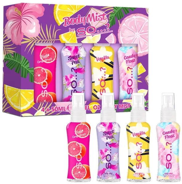Набор спреев для тела So...? Pink Grapefruit Sweet Pea Candy Floss и Vanilla 4 шт по 50 мл