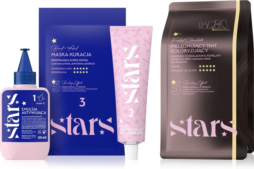 Stars from The Stars Stars - Набор для окрашивания волос Stars крем-краска 50 мл эмульсия 50 мл маска 40 мл накидка перчатки и кисть, оттенок Frosted Chocolate