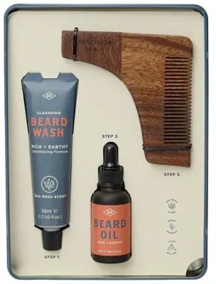 Мужской набор Gentlemen's Hardware Beard Survival шампунь для бороды 50 мл масло для бороды 30 мл и расческа в жестяной банке