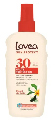 Спрей для тела Lovea Sun Protect SPF30 солнцезащитный увлажняющий с маслом монои 150 мл