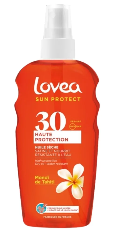 Масло для тела сухое Lovea Sun Protect Dry Oil SPF 30 с монои де Таити для загара 150 мл