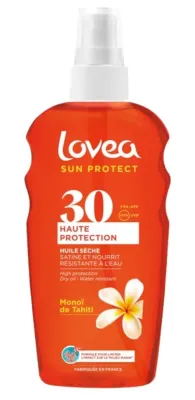 Масло для тела сухое Lovea Sun Protect Dry Oil SPF 30 с монои де Таити для загара 150 мл