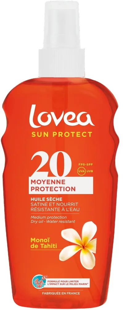 Масло для тела сухое Lovea Sun Protect Dry Oil SPF 20 с монои де Таити для загара 150 мл