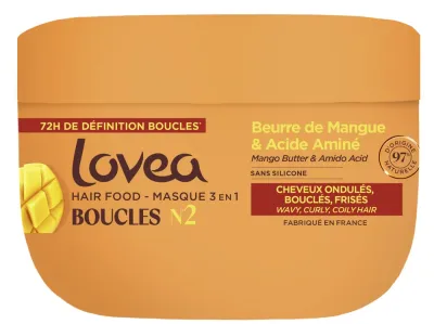 Маска для кудрявых волос Lovea Hair Food Mask 3 In 1 с маслом манго, с аминокислотами, 390 мл