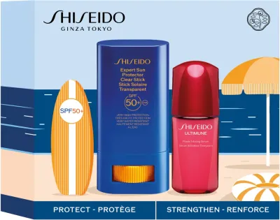 Набор для лица Shiseido Expert Sun Protector солнцезащитный стик SPF 50+ и сыворотка с UV-фильтрами 20+10 мл
