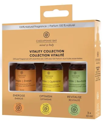 Chesapeake Bay Candle Chesapeake Bay Vitality Collection (diffuser/3x10ml) * - Набор ароматических масел для диффузора Chesapeake Bay Vitality Optimism Revita и Energise 3 шт по 10 мл