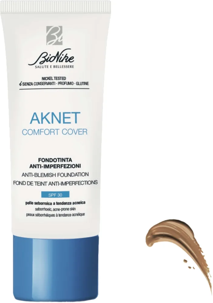 Матирующий тональный флюид BioNike Acne Comfort Cover Foundation для жирной кожи SPF 30, 30 мл, оттенок 104 - Biscuit
