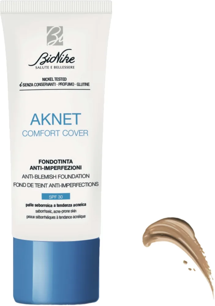 Матирующий тональный флюид BioNike Acne Comfort Cover Foundation для жирной кожи SPF 30, 30 мл, оттенок 103 - Beige