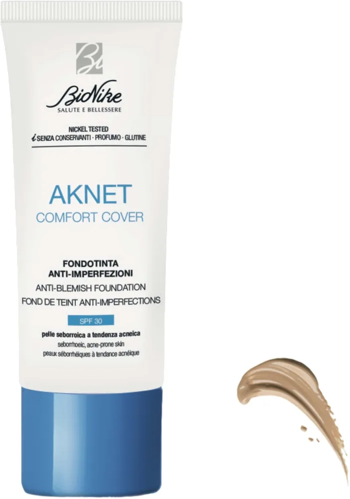 Матирующий тональный флюид BioNike Acne Comfort Cover Foundation для жирной кожи SPF 30, 30 мл, оттенок 102 - Sable