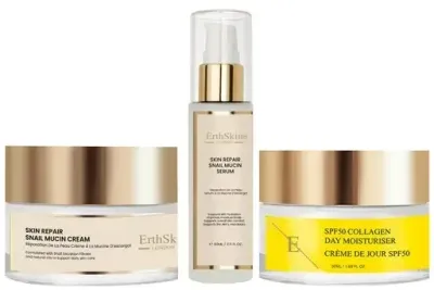 Набор для лица ErthSkin London сыворотка крем с муцином улитки и дневной крем с коллагеном и SPF 50 60+50+50 мл