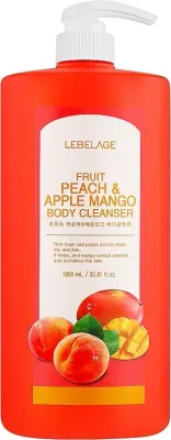 Гель для душа Lebelage Fruit с ароматом персика, яблока и манго, 1000 мл