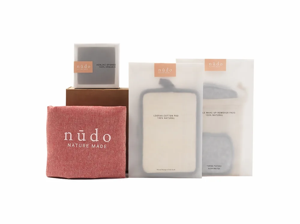Набор Nudo Nature Made Skin Essentials многоразовые диски 7 шт губка конжак мочалка люфа и сумочка