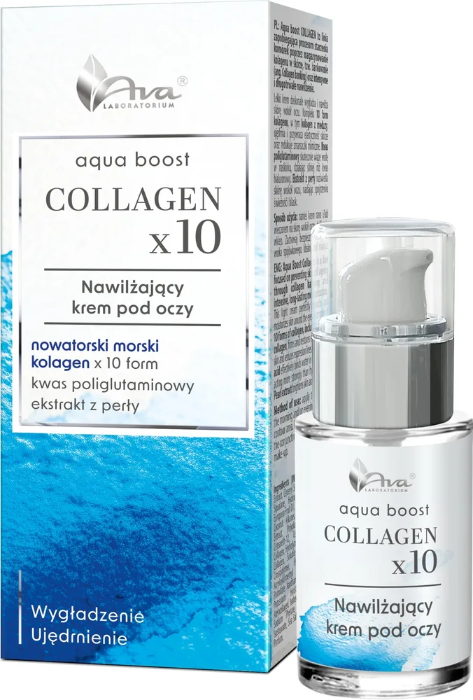 Крем для кожи вокруг глаз Ava Laboratorium Aqua Boost Collagen x10 Moisturizing Eye Cream увлажняющий, разглаживающий, 15 мл