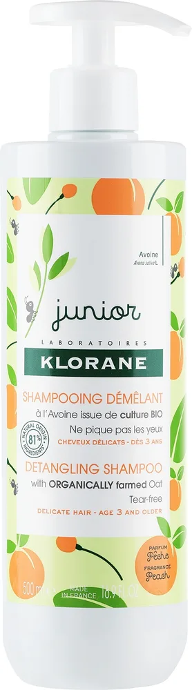 Шампунь Klorane Junior Peach детский с ароматом персика, для лёгкого расчёсывания, 500 мл