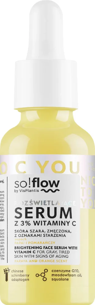 Масляная сыворотка для лица So!Flow Brightening с витамином C и коэнзимом Q10 осветляющая, 30 мл