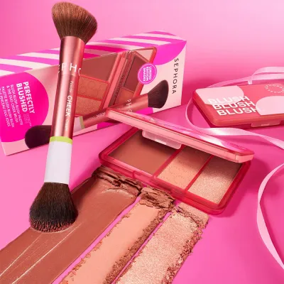 Палетка румян и двойная кисть для румян Sephora Collection PERFECTLY BLUSHED SET, 8 г