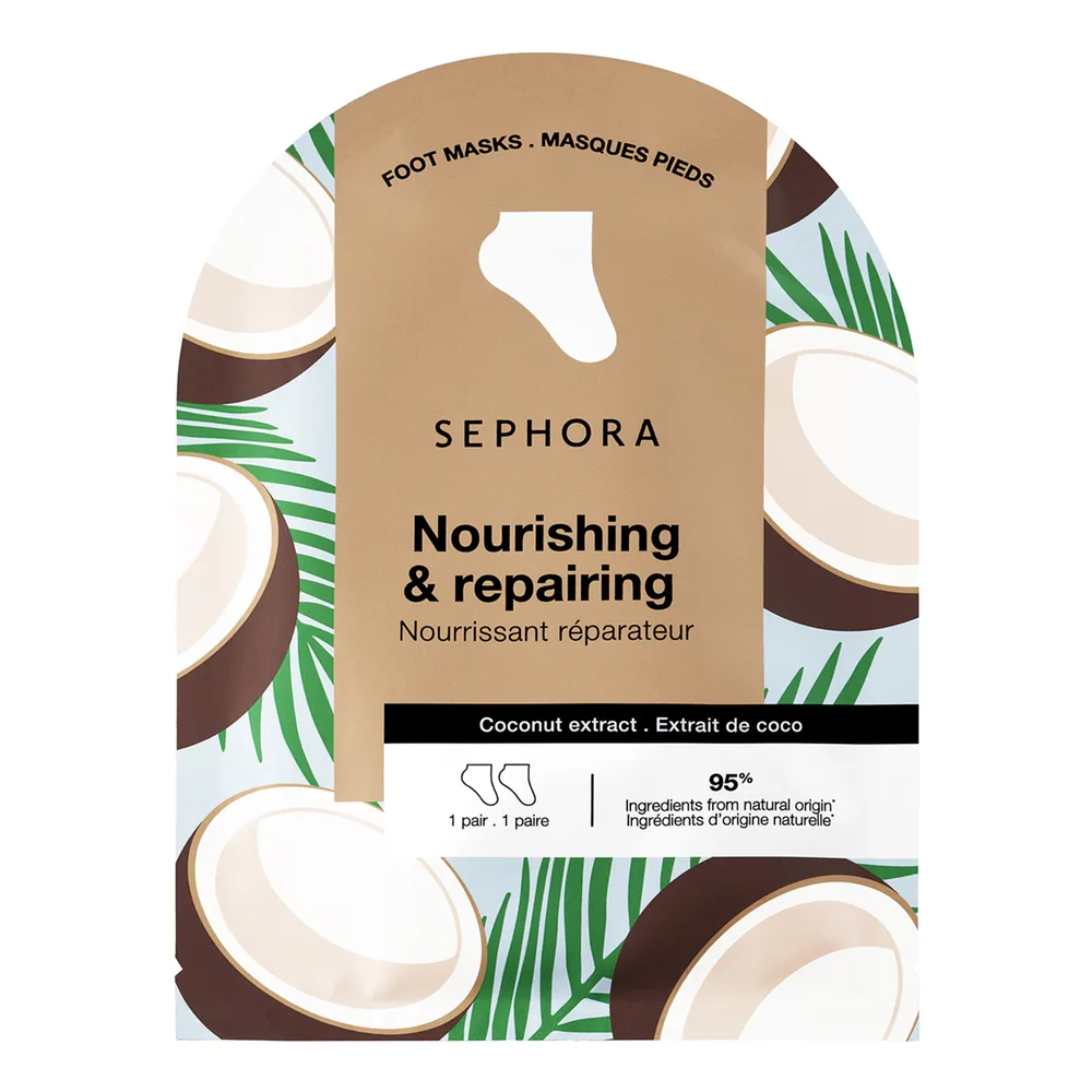 Sephora Collection маска-носочки для ног увлажняющая с кокосом, 1 пара, оттенок кокос (1 парa)