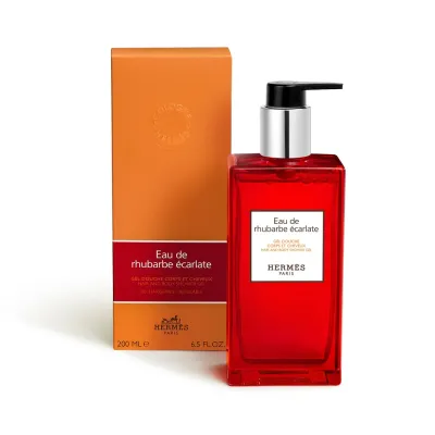 Гель для душа для тела и волос HERMES Eau de rhubarbe écarlate, 200 мл