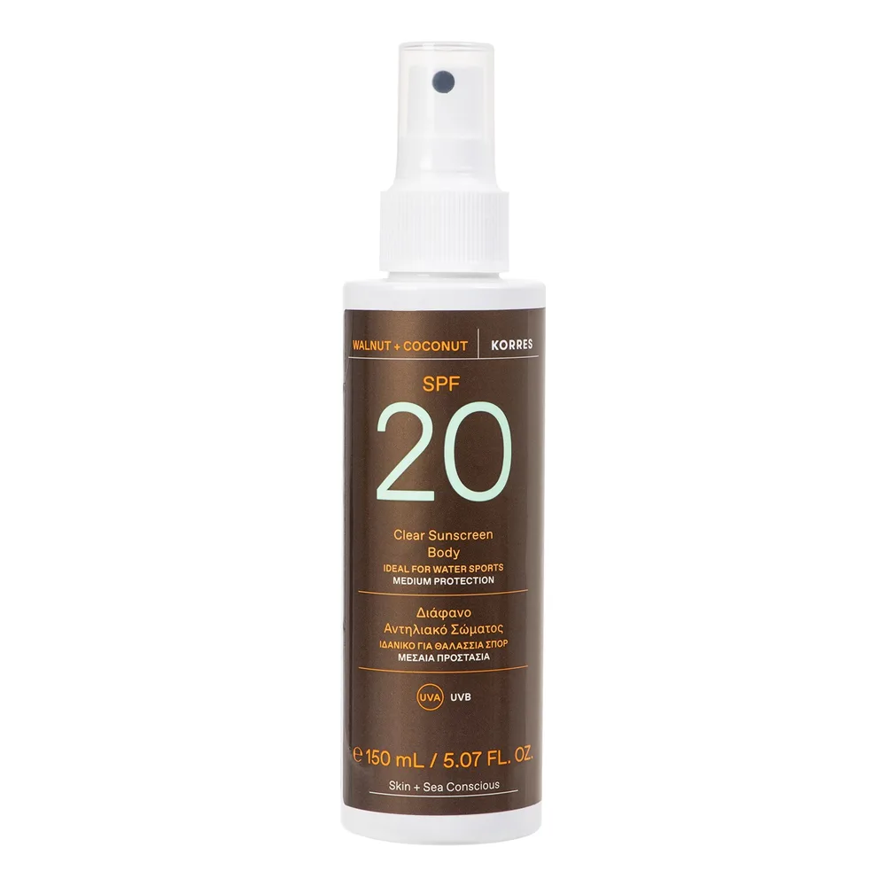 Korres Walnut and Coconut SPF 20 солнцезащитный спрей для тела 150 мл