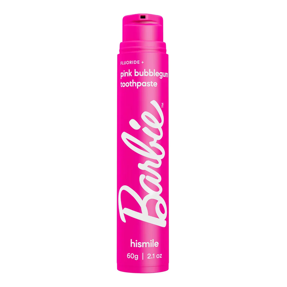 Hismile Fluoride+ зубная паста розовая со вкусом бабл-гам Barbie, 60 г