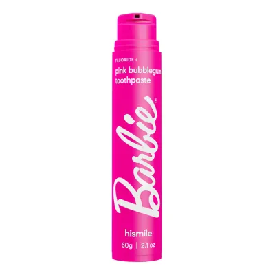 Hismile Fluoride+ зубная паста розовая со вкусом бабл-гам Barbie, 60 г
