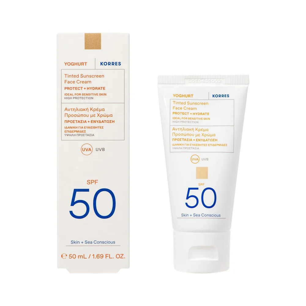 Озон: Крем для лица с SPF50, окрашивающий Korres Yoghurt, 50 мл