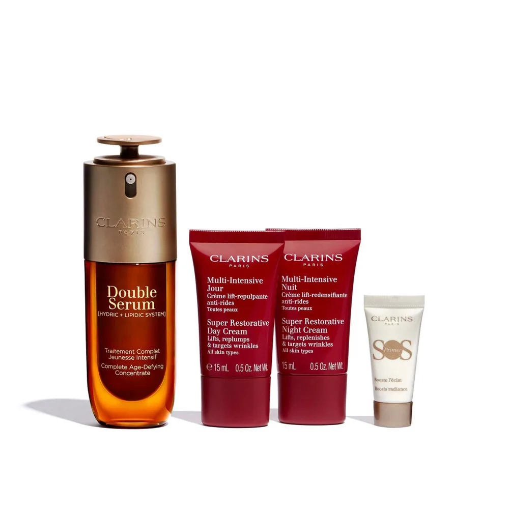 Двойная сыворотка и супер восстанавливающий набор Clarins Christmas set, 50 мл