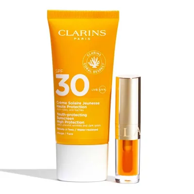 Clarins Protection Solaire SPF30 и Lip Comfort Oil набор крем для лица и масло для губ 30 мл + 1,4 мл