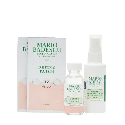 Mario Badescu Flawless набор для ухода за лицом: подсушивающий лосьон, спрей и патчи 59 мл + 29 мл + 12 шт