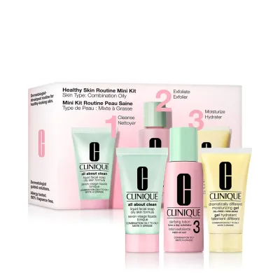 Clinique Healthy Skin Routine Mini Kit набор для ухода за комбинированной и жирной кожей, 30 мл + 60 мл + 30 мл