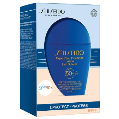 Shiseido Les Essentiels Solaires набор для солнечного ухода: молочко для лица и тела 50 мл + молочко после солнца 30 мл