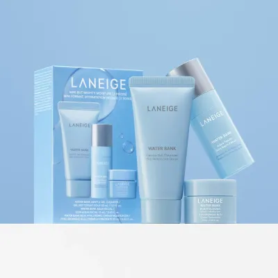 LANEIGE Mini But Mighty Moisture набор мини для лица гель для умывания, сыворотка и крем, 30 мл + 13 мл + 10 мл