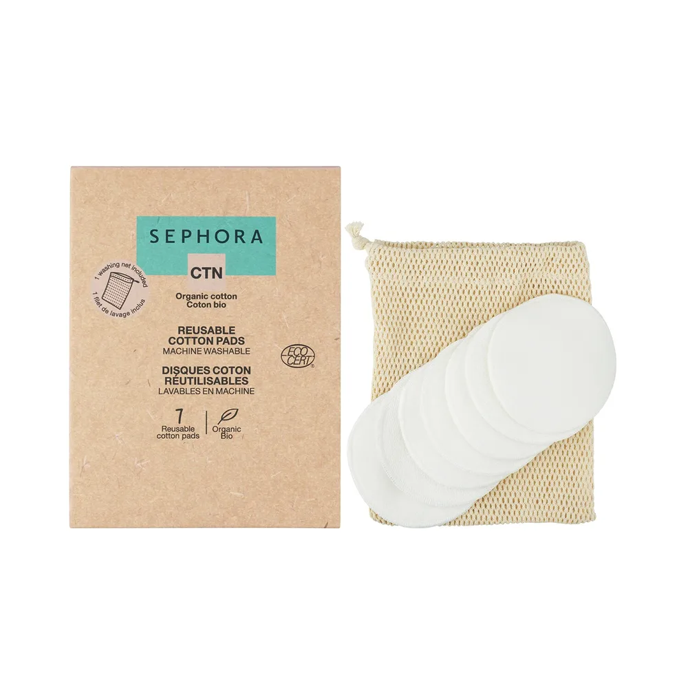 Sephora Collection Reusable Cotton Pads Многоразовые хлопковые диски для снятия макияжа 7 штук, 7 шт
