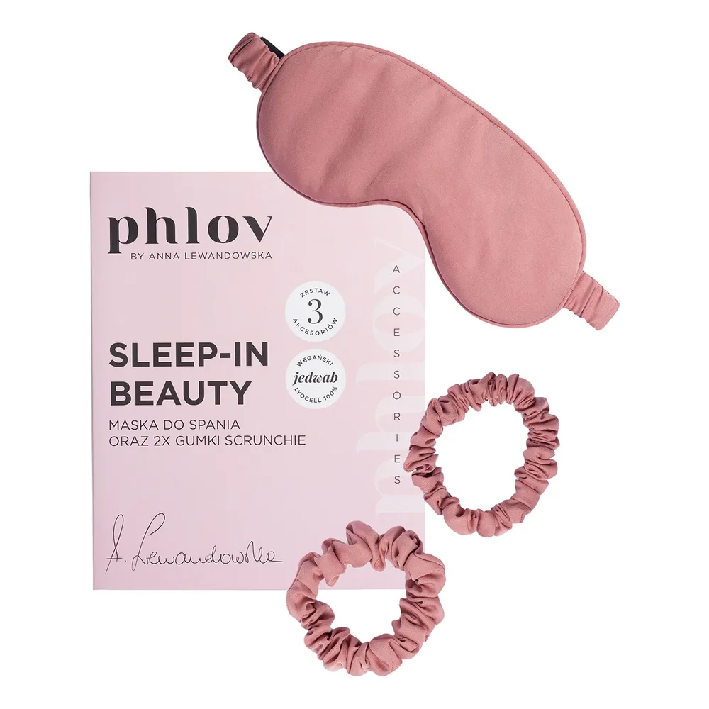 Phlov Sleep-In Beauty Набор маска для сна и две резинки для волос из веганского шёлка 1 шт, 1pce
