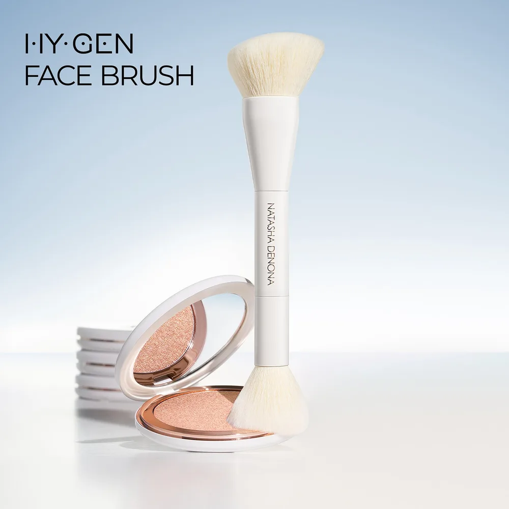 Natasha Denona HY-GEN Dual-Ended Face and Highlight Brush кисть двусторонняя для лица и хайлайтера, HY-GEN DUAL-ENDED FACE & HIGHLIGHT BRUSH