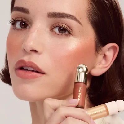 Rare Beauty Warm Radiance Mini Duo набор мини румяна Resilience и хайлайтер Exhilarate, 3.2 мл + 2.5 мл